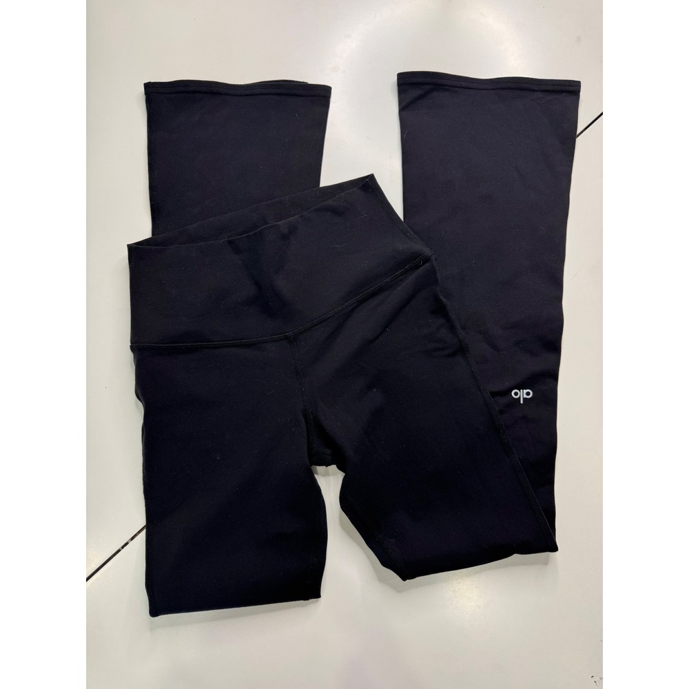 Alo Yoga Black Airbrush High-Waist Flutter Leggings XS Yoga Pants Flare